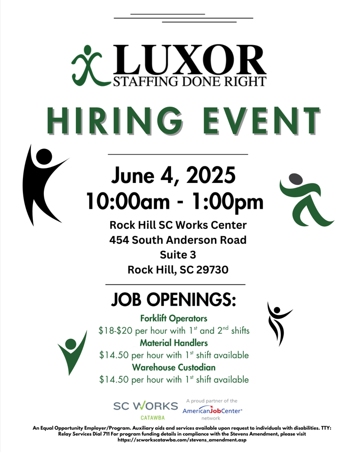 Rock Hill Luxor Staffing Hiring Event Catawba SC Works Luxor Staffing Rock Hill 6425.PNG
